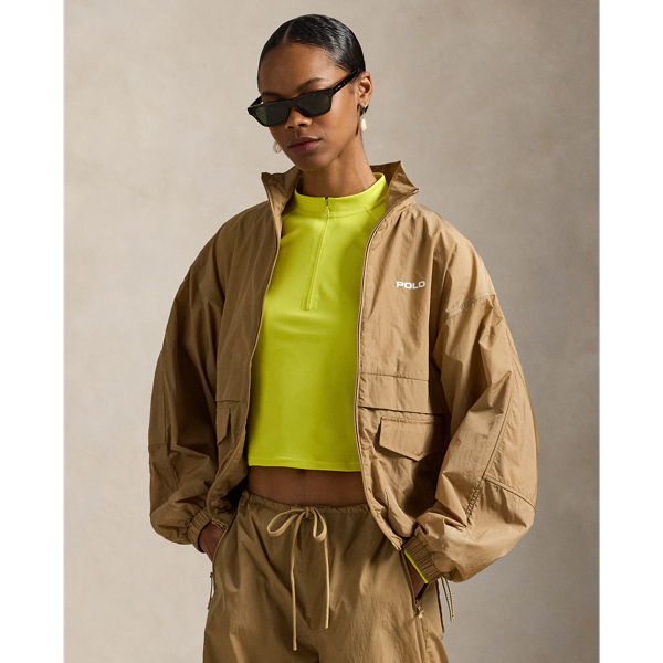Ralph Lauren Overlay Windbreaker In Brown
