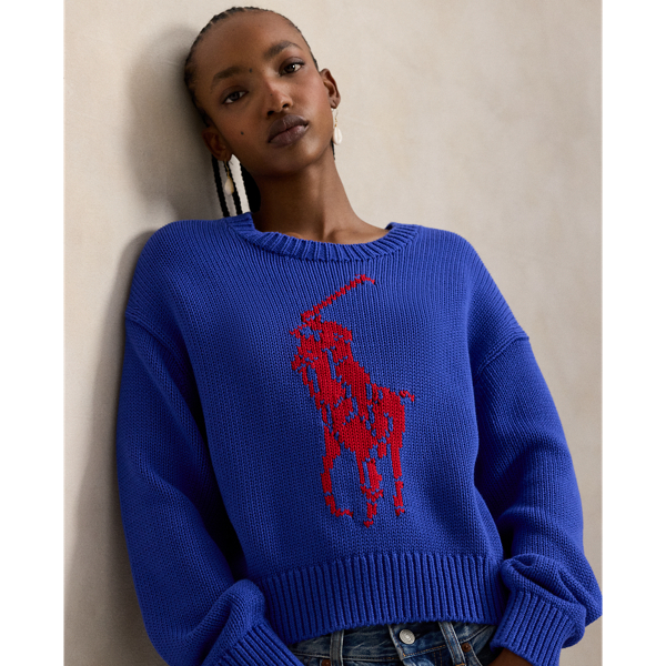 Maglia Girocollo in Cotone Big Pony Ralph Lauren