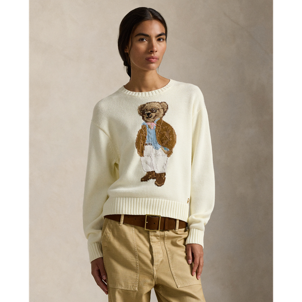 Ralph Lauren Polo Bear Cotton Crewneck Sweater In Multi