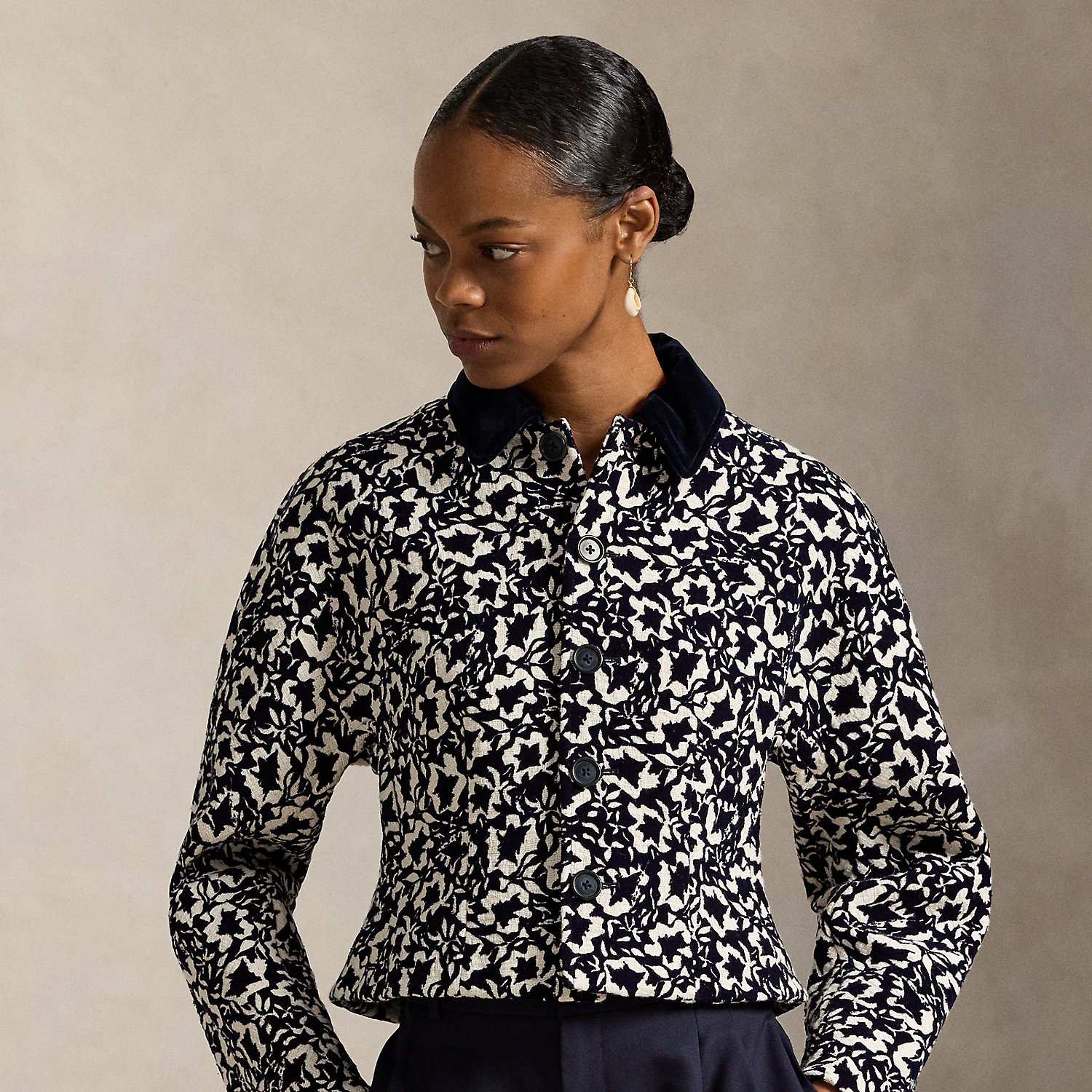 Floral Tweed Peplum Jacket
