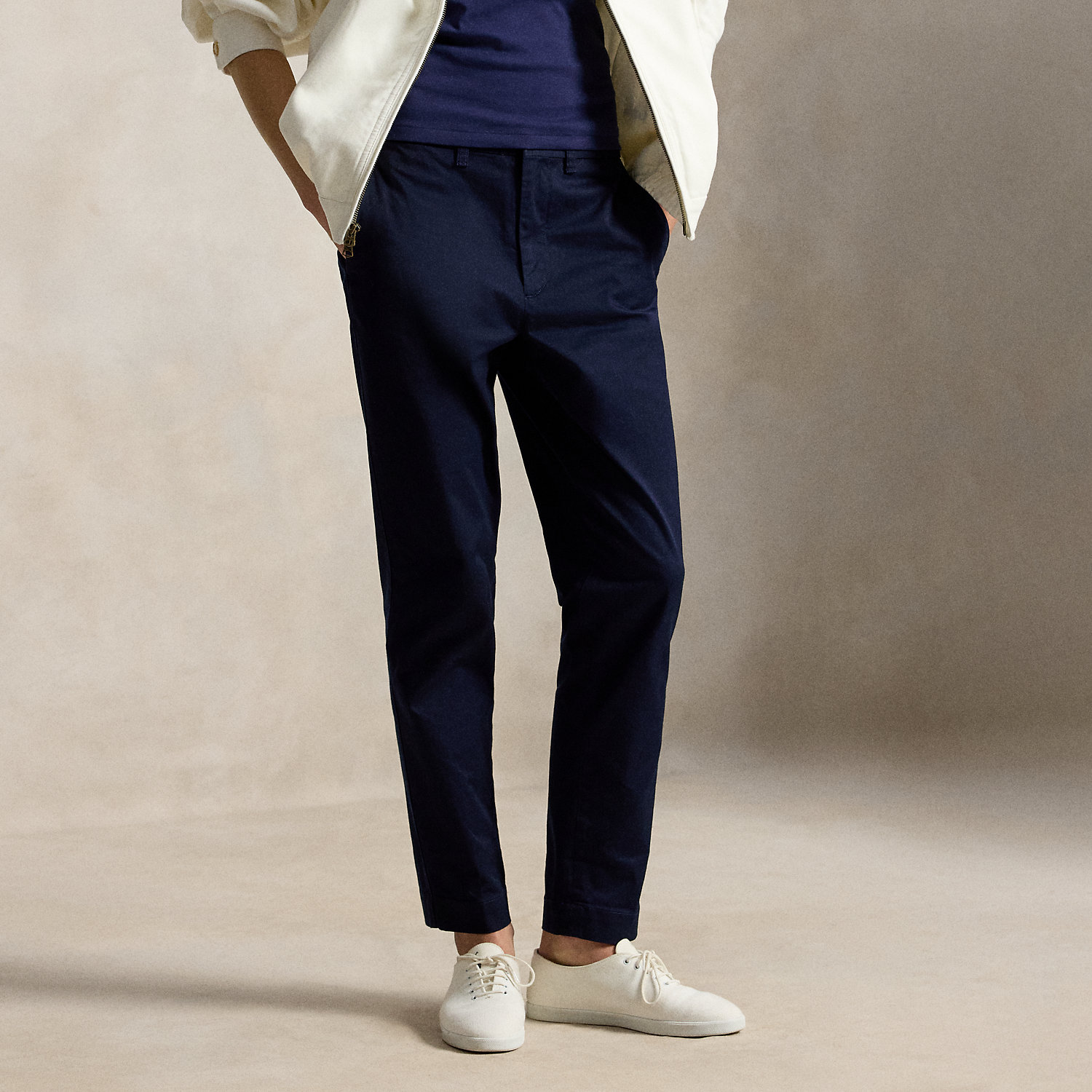 Slim Cropped Twill Chino Trousers