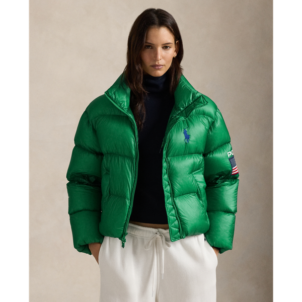Ralph Lauren Flag Mid-weight Down Puffer Jacket In Multi