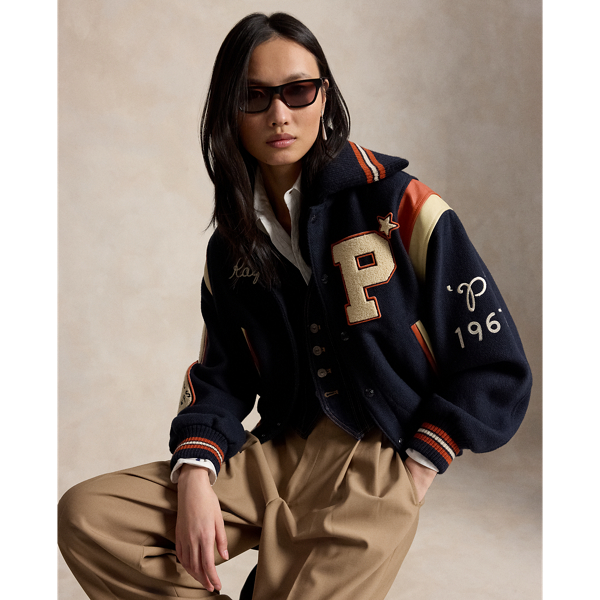 Wool-Blend Letter Jacket