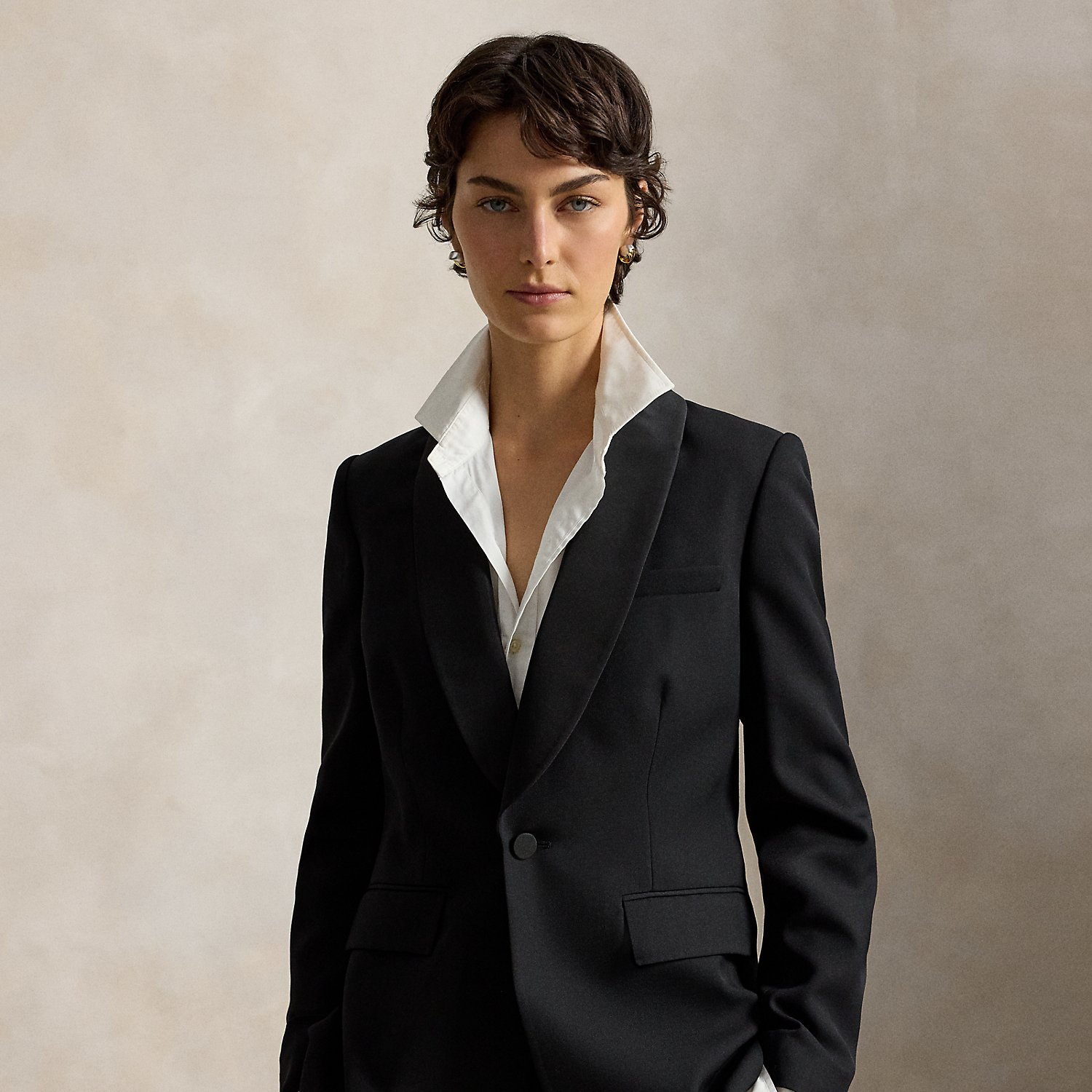 Single-Breasted Wool Tuxedo Jacket