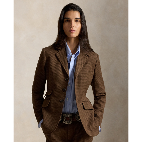 Single-Breasted Tweed Hacking Blazer