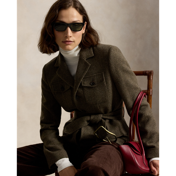 Single-Breasted Tweed Utility Blazer