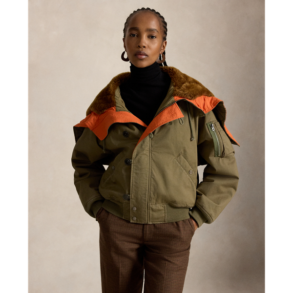 Shearling-Hood Flight Jacket