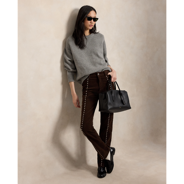 Studded Corduroy Straight-Leg Trouser