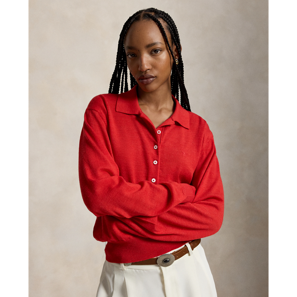 Maglia in Lana Merino con Colletto Polo Ralph Lauren