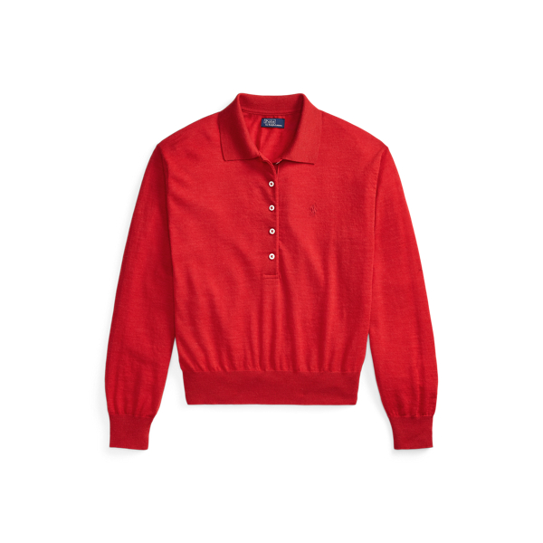Maglia in Lana Merino con Colletto Polo Ralph Lauren