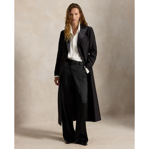 Wool-Silk Crepe Tuxedo Duster