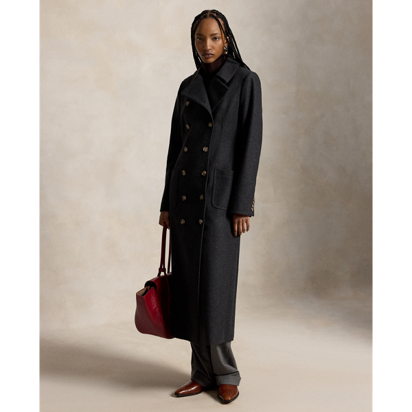 Double-Breasted Wool Duster Coat