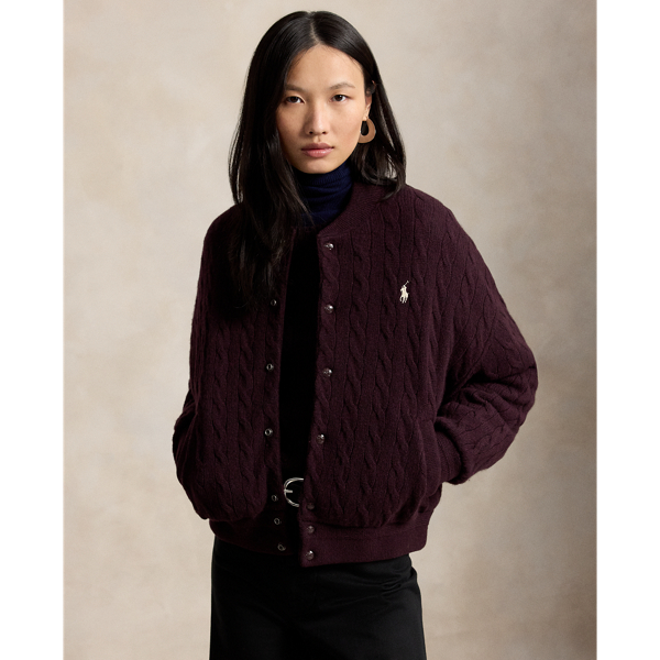 Cable-Knit Wool-Cashmere Snapped Jacket