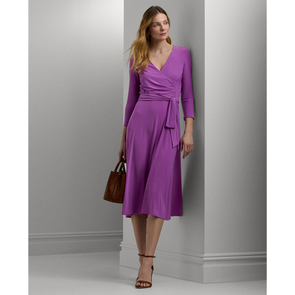 Ralph Lauren Surplice Jersey Dress In Aurora Violet