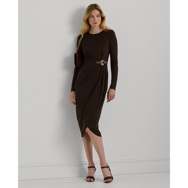 ralph lauren buckle trim jersey dress Buckle-trim Stretch In Circuit Brown cheap clothes for vacation