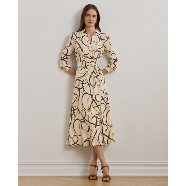 Robe mi-longue en crêpe motif brides - Lauren - Modalova