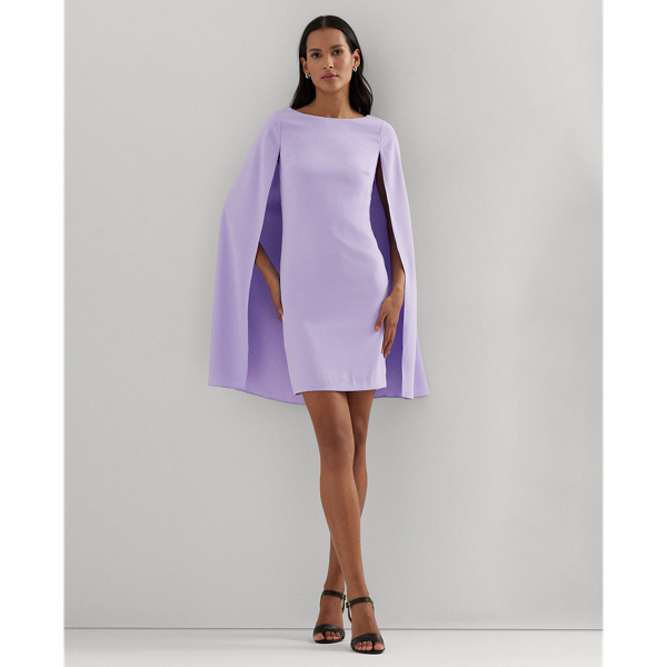 Ralph Lauren Cape Georgette Cocktail Dress In Wild Lavender