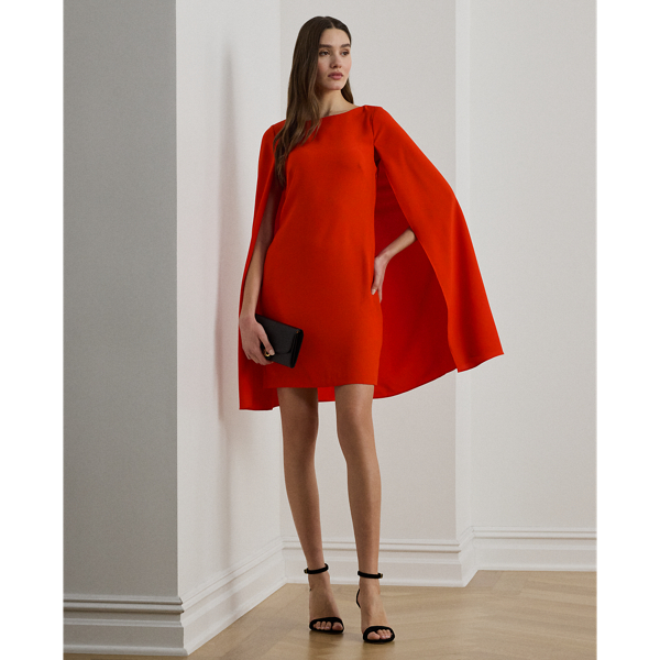 Ralph Lauren Cape Georgette Cocktail Dress