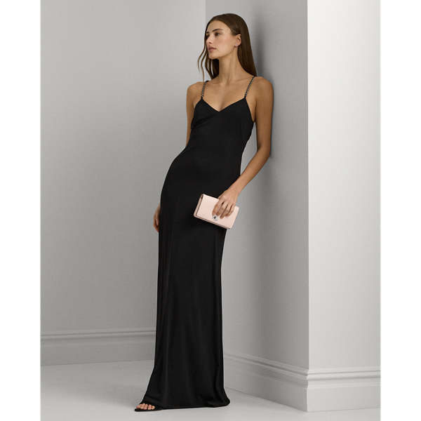 Shop Lauren Ralph Lauren Jersey Twist-back Sleeveless Gown In Black