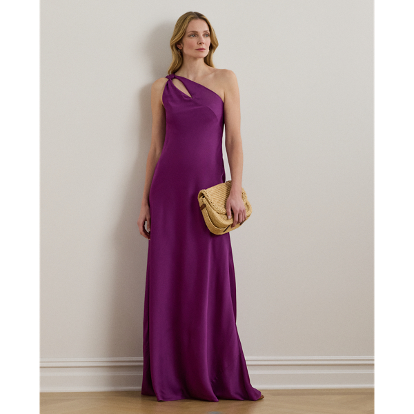 Ralph Lauren Cutout Charmeuse One-shoulder Gown In Pink