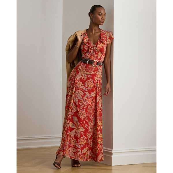 Robe soirée ceinturée georgette froissée - Lauren - Modalova