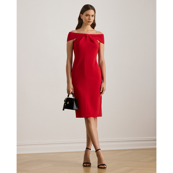 Ralph Lauren Twist-front Crepe Cocktail Dress In Red