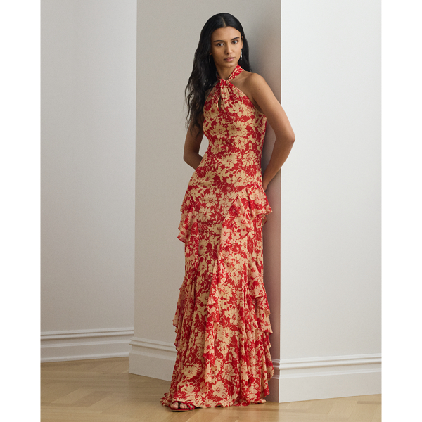 Abito Halter in Georgette con Volant - Ralph Lauren