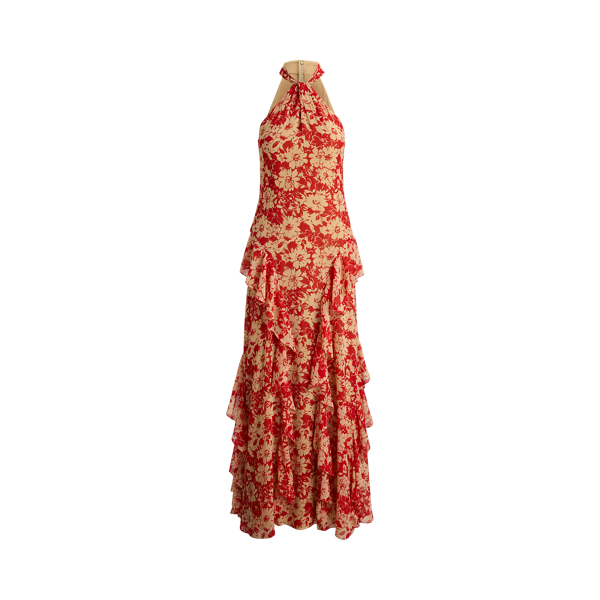 Abito Halter in Georgette con Volant - Ralph Lauren