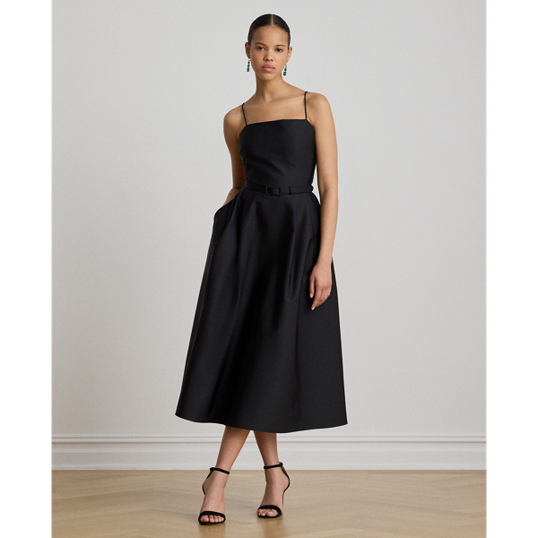 Belted Faille Cocktail Dress