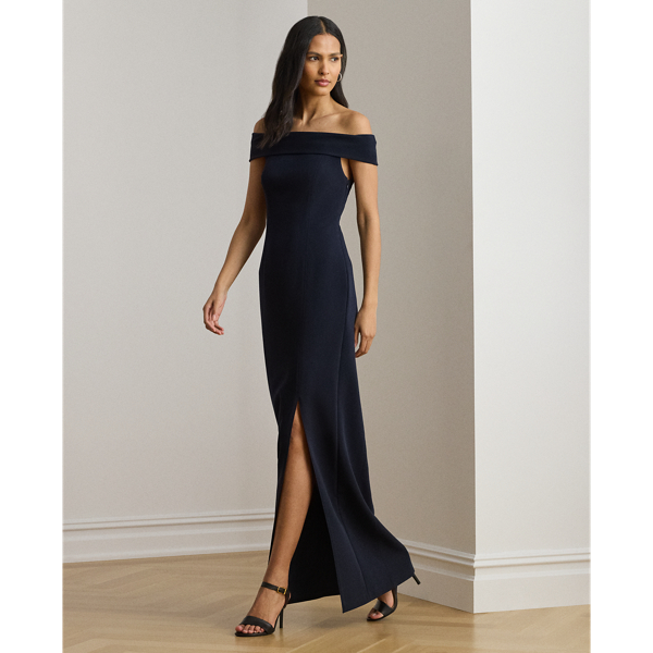 Petite – Crepe Off-the-Shoulder Gown