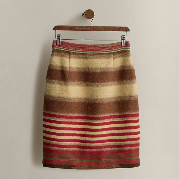 Polo Ralph Lauren C. 1990 Striped Wool Skirt In Multi