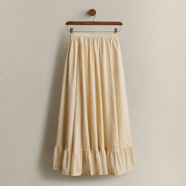 Ralph Lauren C. 1978 Floral A-line Skirt In Neutral