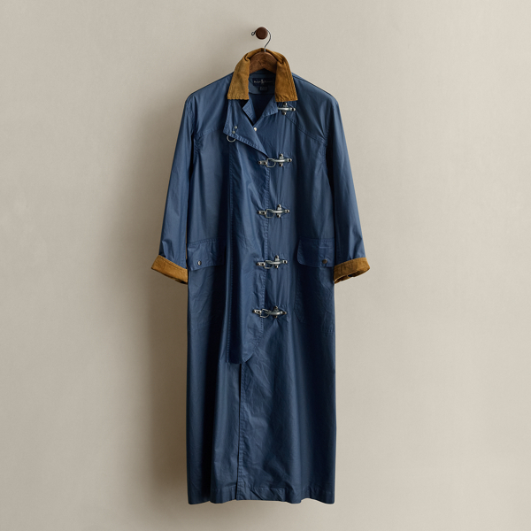 Ralph Lauren C. 1980s Cotton Long Barn Coat In Blue