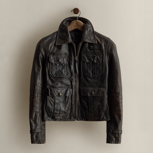 Ralph Lauren C. 2008 Leather Utility Jacket In Black