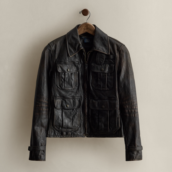 Ralph Lauren C. 2008 Leather Utility Jacket In Black