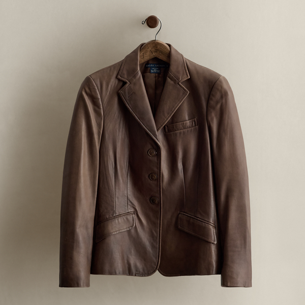 Ralph Lauren C. 2008 Leather Blazer In Brown