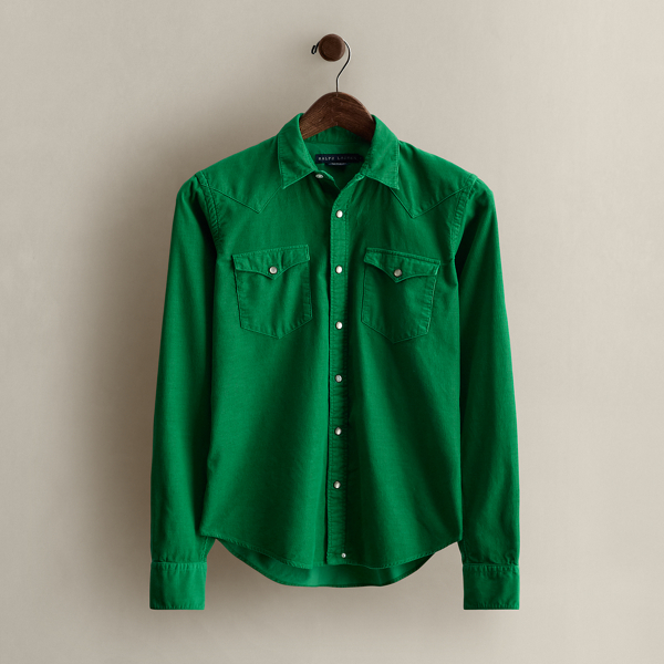 Ralph Lauren C. 2008 Western Corduroy Shirt In Green