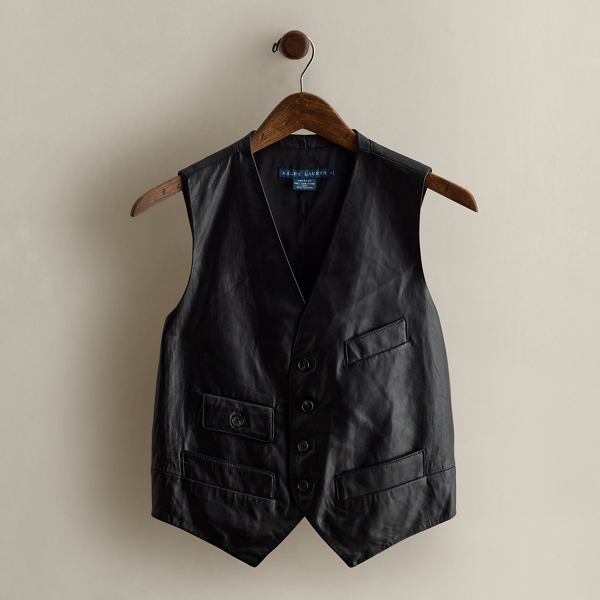 Ralph Lauren C. 2008 Leather Vest In Black