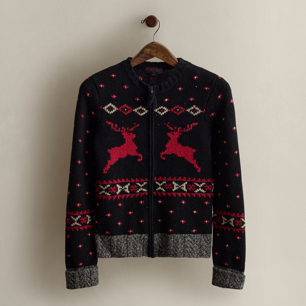 Ralph Lauren C. 1994 Lambswool Zip Cardigan In Black