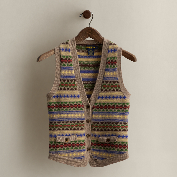 Ralph Lauren C. 2007 Fair Isle Wool Vest In Green