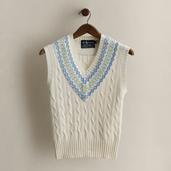 Ralph Lauren C. 1980s Cricket Sweater Vest In White