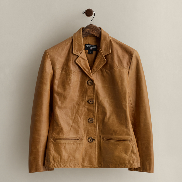 Ralph Lauren C. 1999 Leather Blazer In Brown
