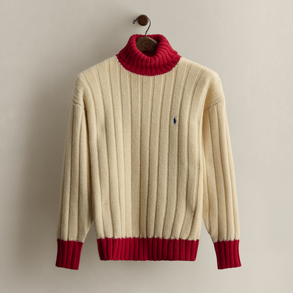 Ralph Lauren C. 1995 Two-tone Turtleneck In Neutral