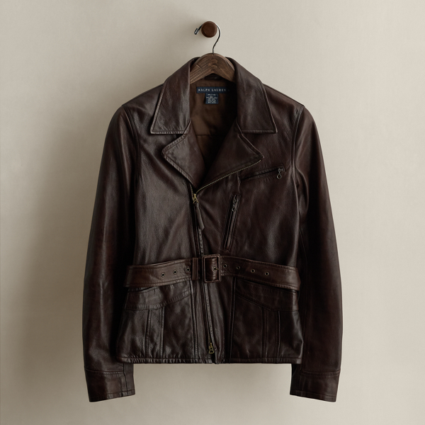 Ralph Lauren C. 2008 Leather Moto Jacket In Brown