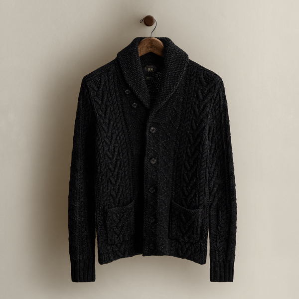 Ralph Lauren C. 2015 Cotton Shawl Cardigan In Blue
