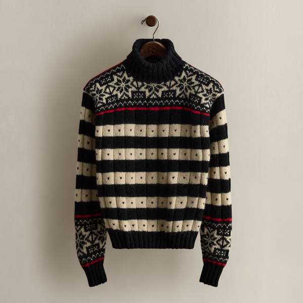 Ralph Lauren C. 1985 Striped Wool Turtleneck In Multi