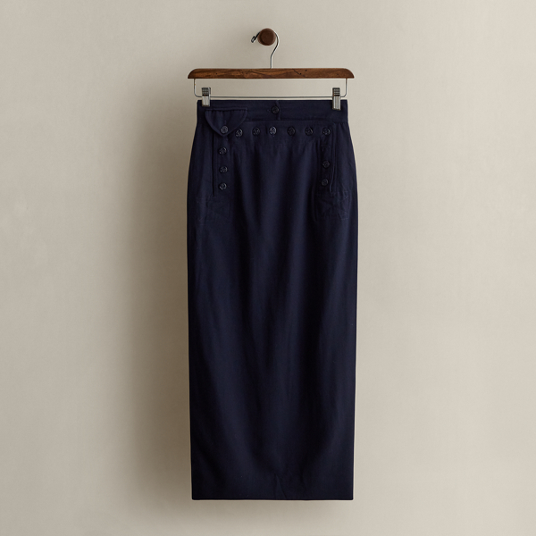 Ralph Lauren C. 1980 Wool Pencil Skirt In Blue