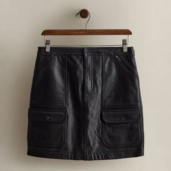Ralph Lauren C. 1997 Leather Miniskirt In Black