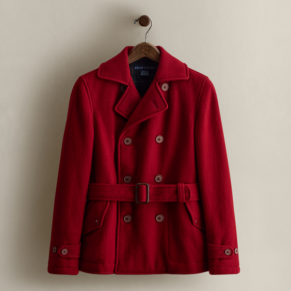 Ralph Lauren C. 2008 Wool-blend Peacoat In Red
