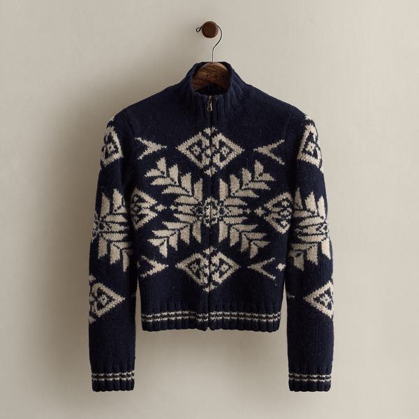 Ralph Lauren C. 2008 Wool-blend Zip Cardigan In Blue